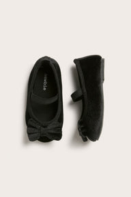 Baby and kids' black velvet bow shoes