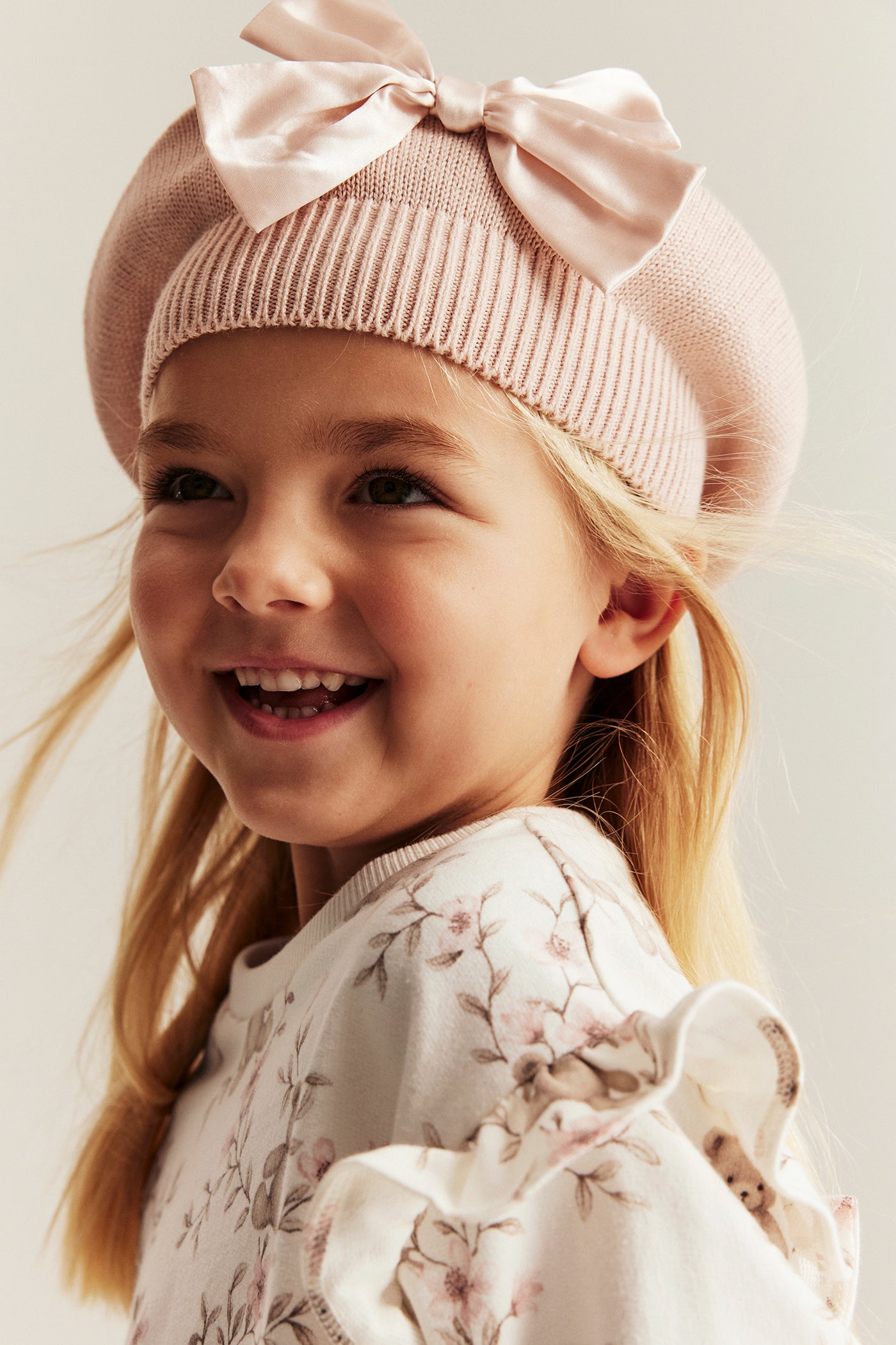 Baby & kids' beige floral teddy bear sweatshirt