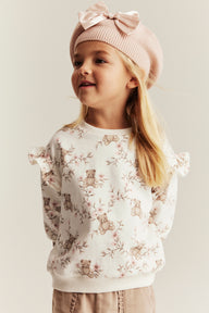 Baby & kids' beige floral teddy bear sweatshirt