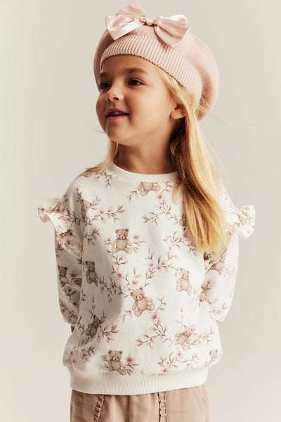 Baby & kids' beige floral teddy bear sweatshirt