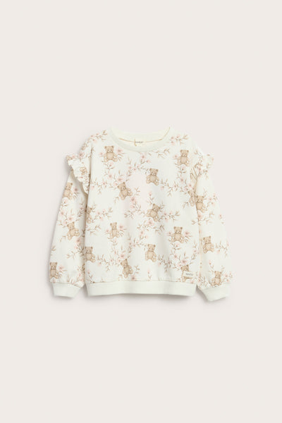 Baby & kids' beige floral teddy bear sweatshirt