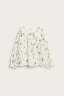 Kids' white floral blouse with frill collar