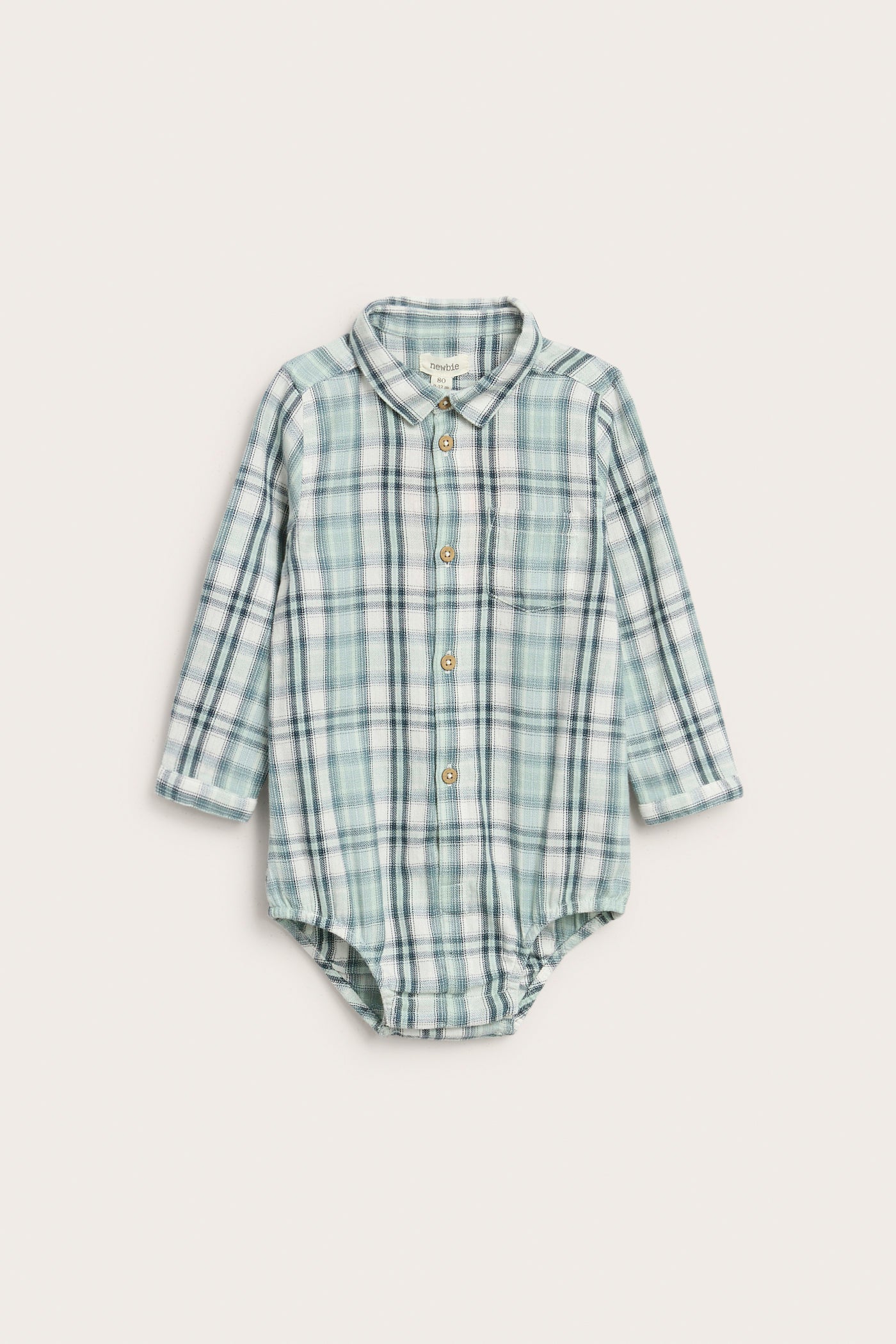 Baby green checked shirtbodysuit