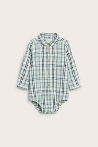 Baby green checked shirtbodysuit