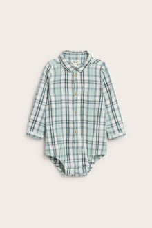 Baby green checked shirtbodysuit