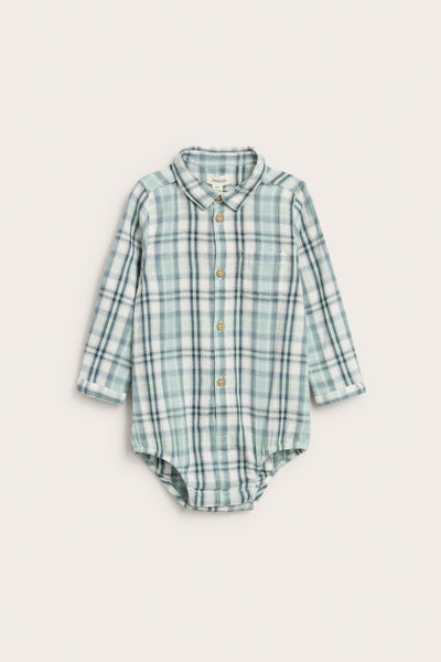 Baby green checked shirtbodysuit