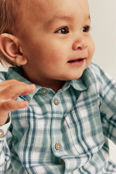 Baby green checked shirtbodysuit