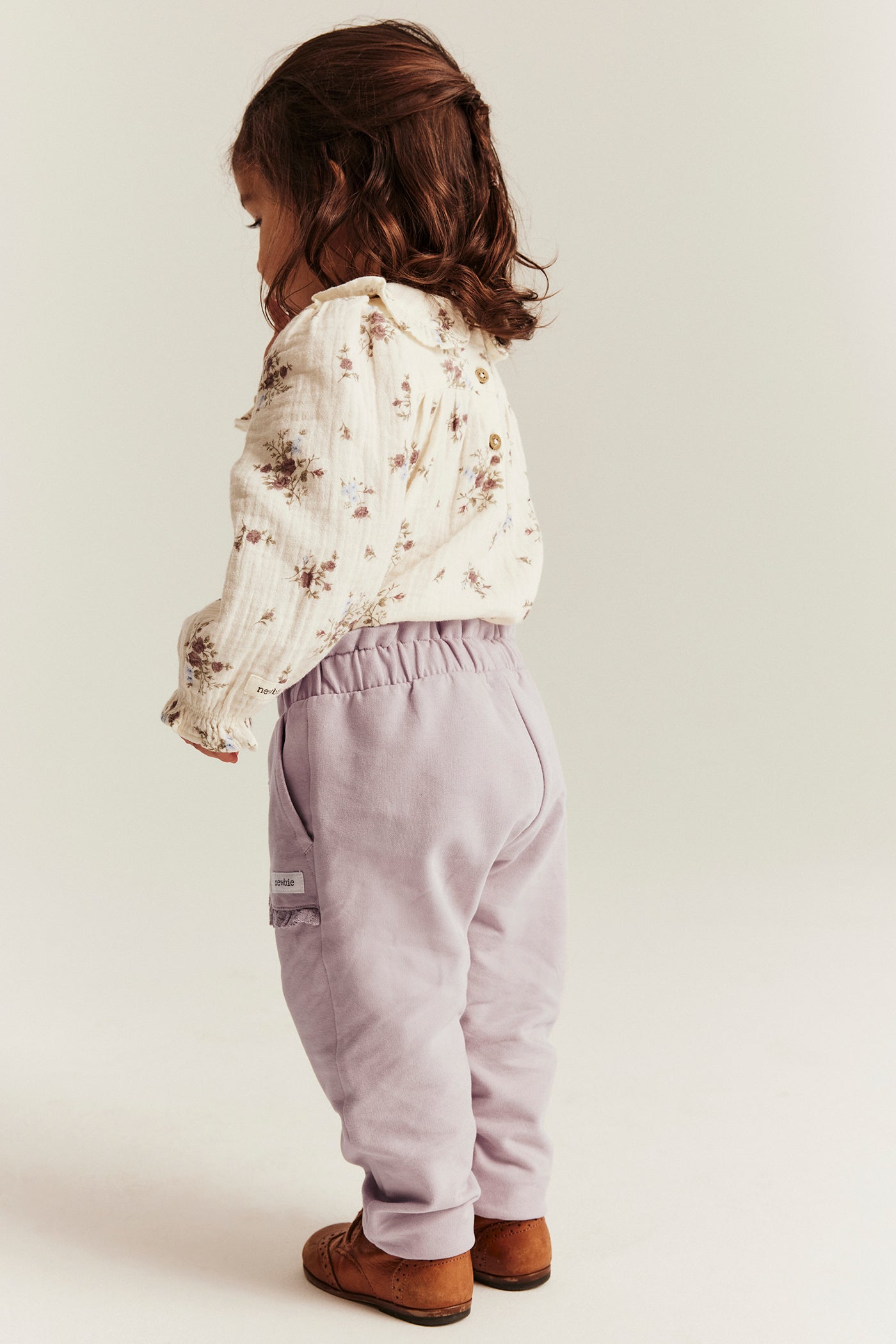 Kids purple joggers with lace details