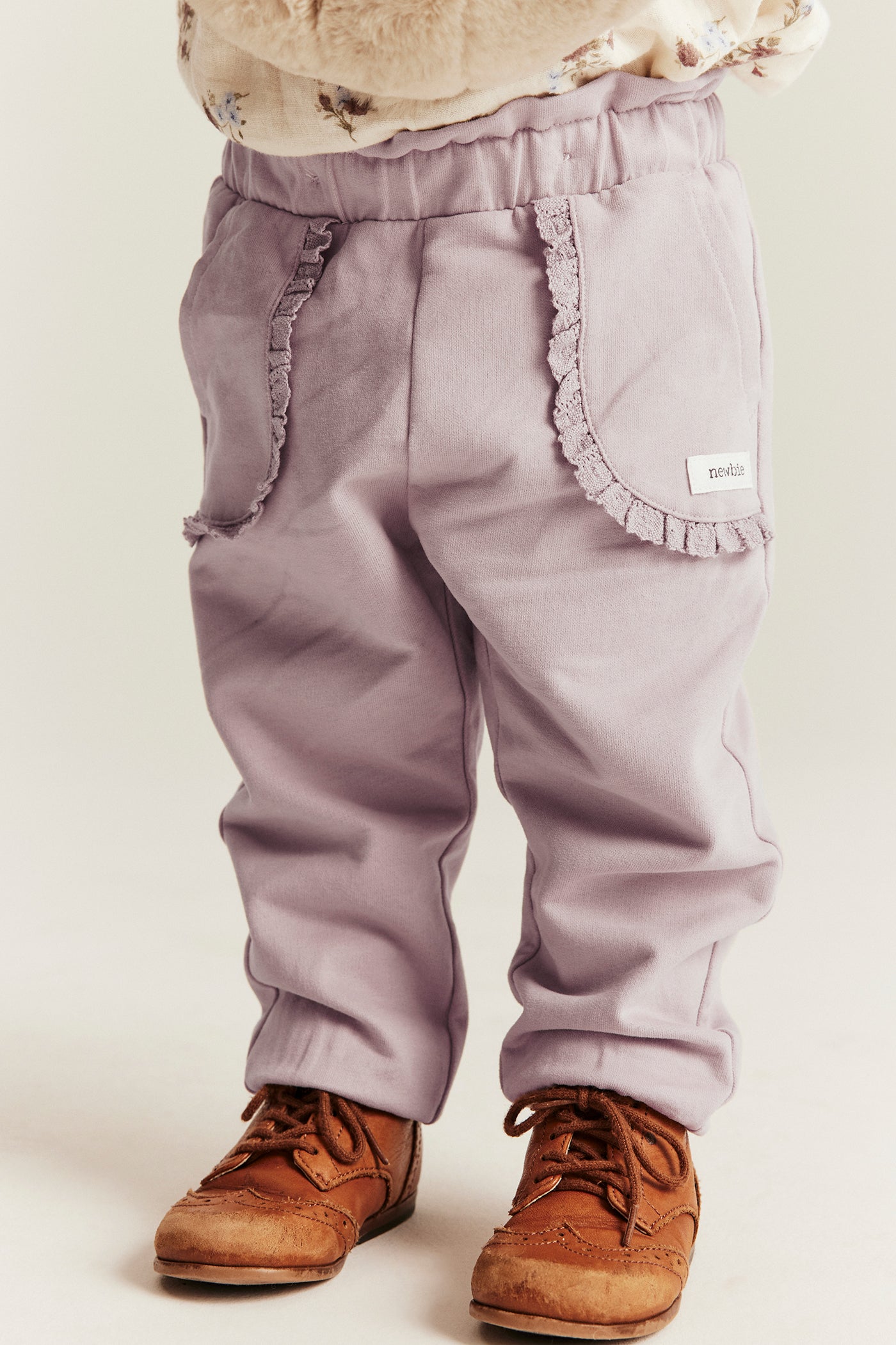Kids purple joggers with lace details
