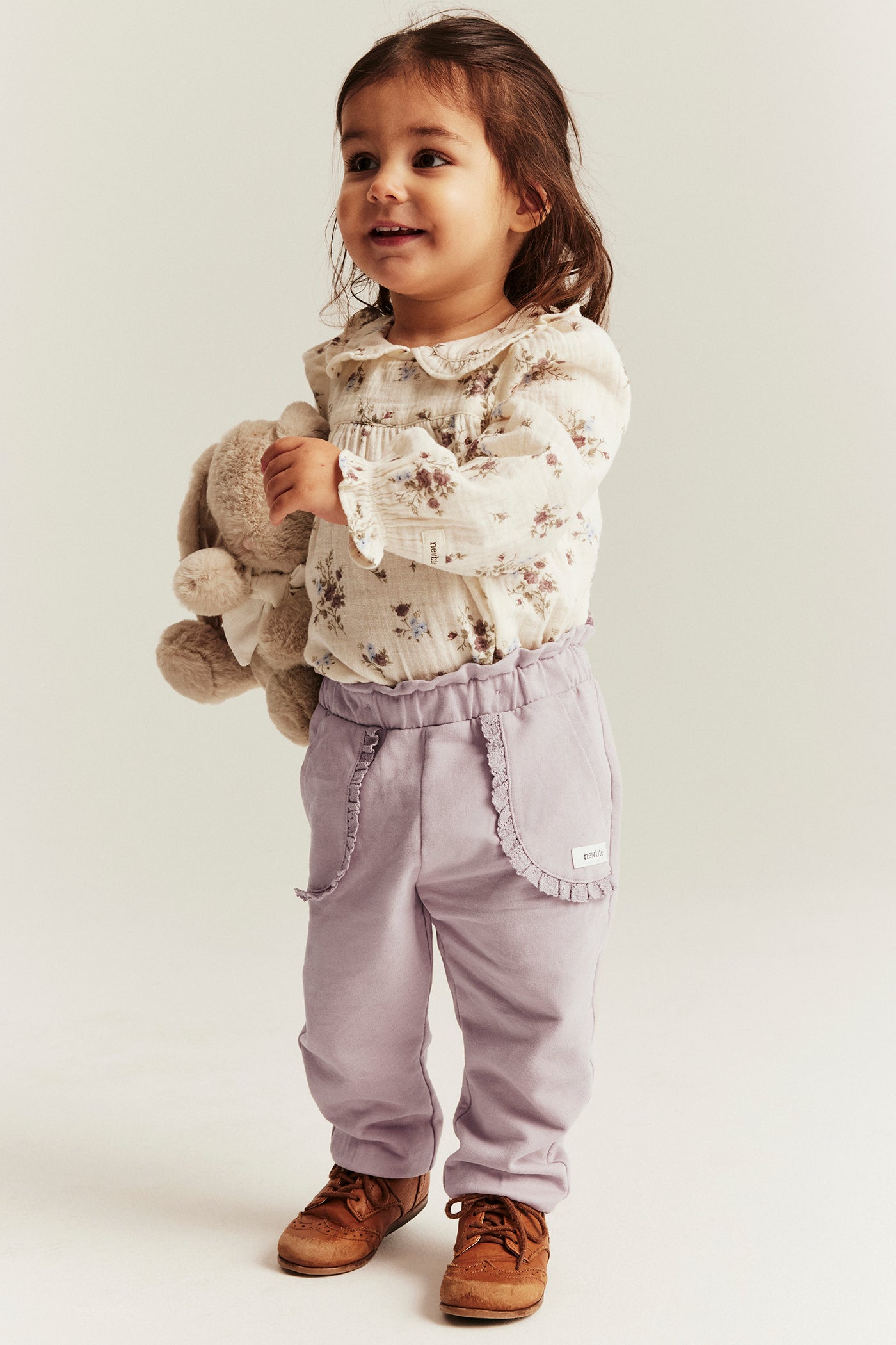 Kids purple joggers with lace details