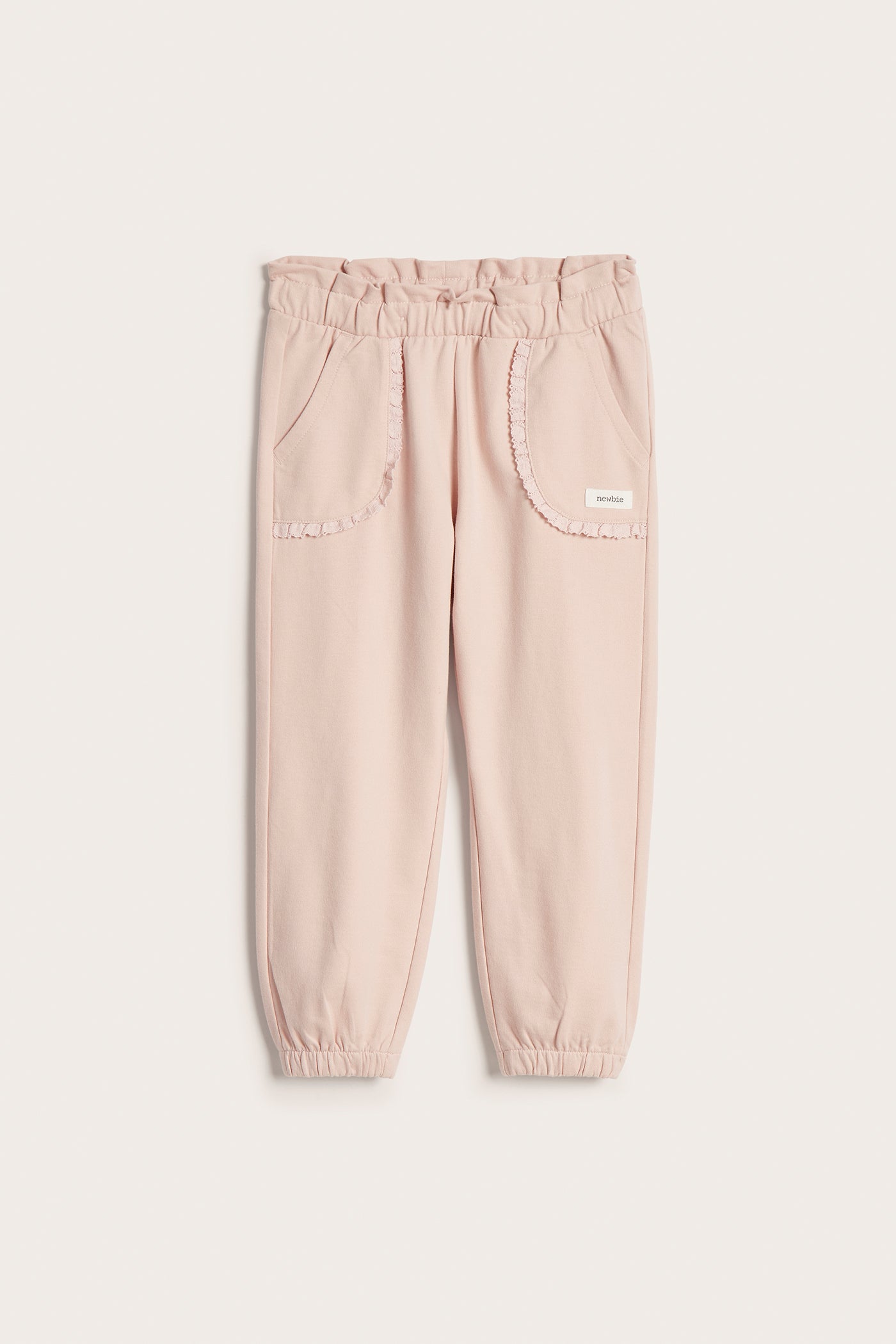Kids’ pink joggers with lace details