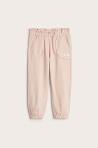 Kids’ pink joggers with lace details