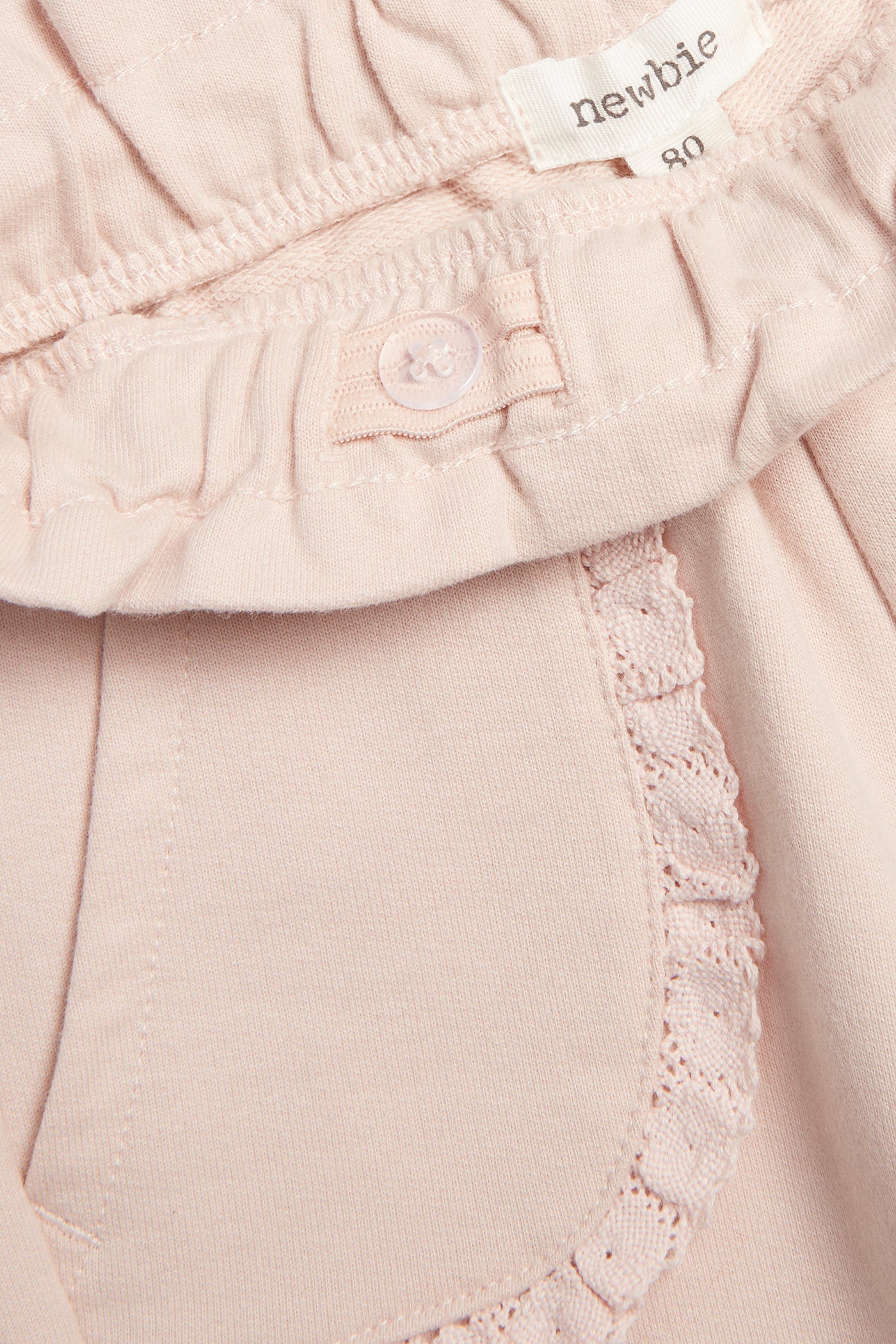 Baby pink joggers with lace details