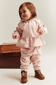 Baby pink joggers with lace details