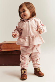 Baby pink joggers with lace details