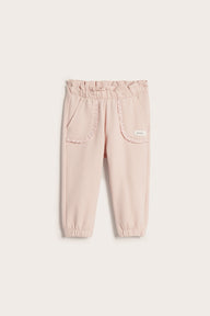 Baby pink joggers with lace details