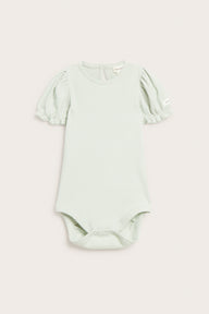 Baby green bodysuit with puff sleeves