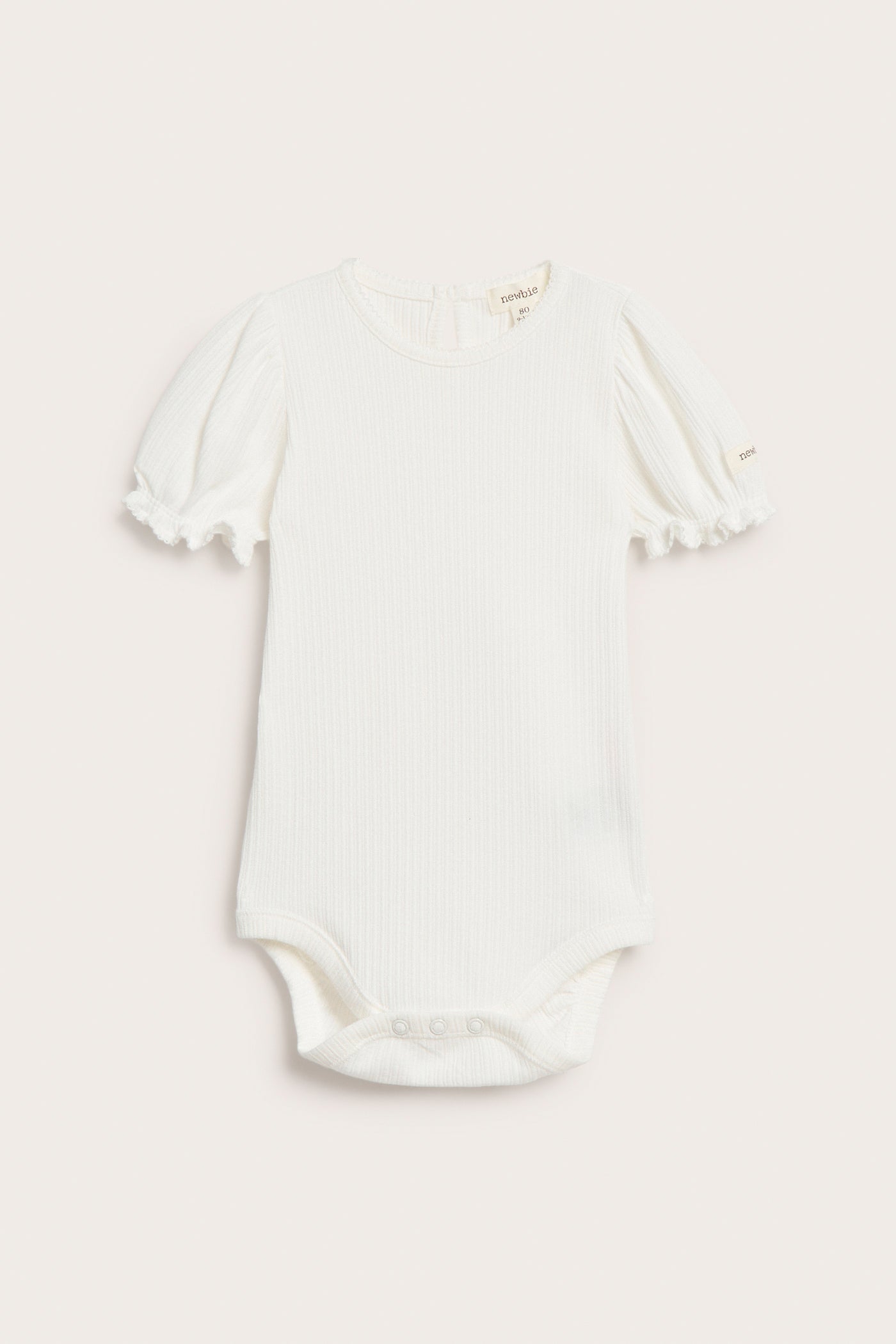 Baby white bodysuit with puff sleeves