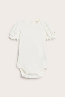 Baby white bodysuit with puff sleeves