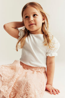 Baby & kids white short‑sleeve puff top
