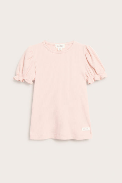 Baby & kids pink short‑sleeve puff top