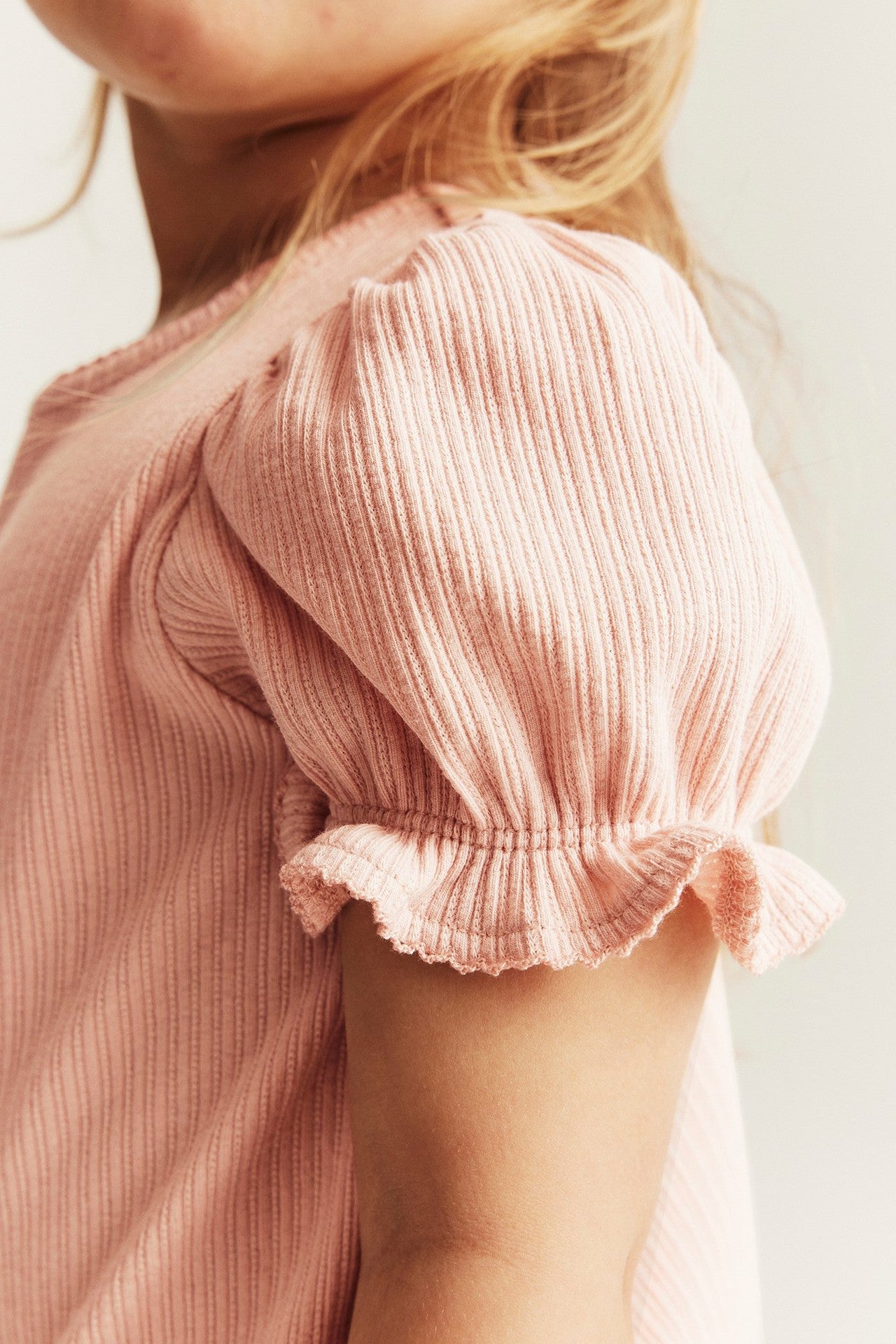 Baby & kids pink short‑sleeve puff top