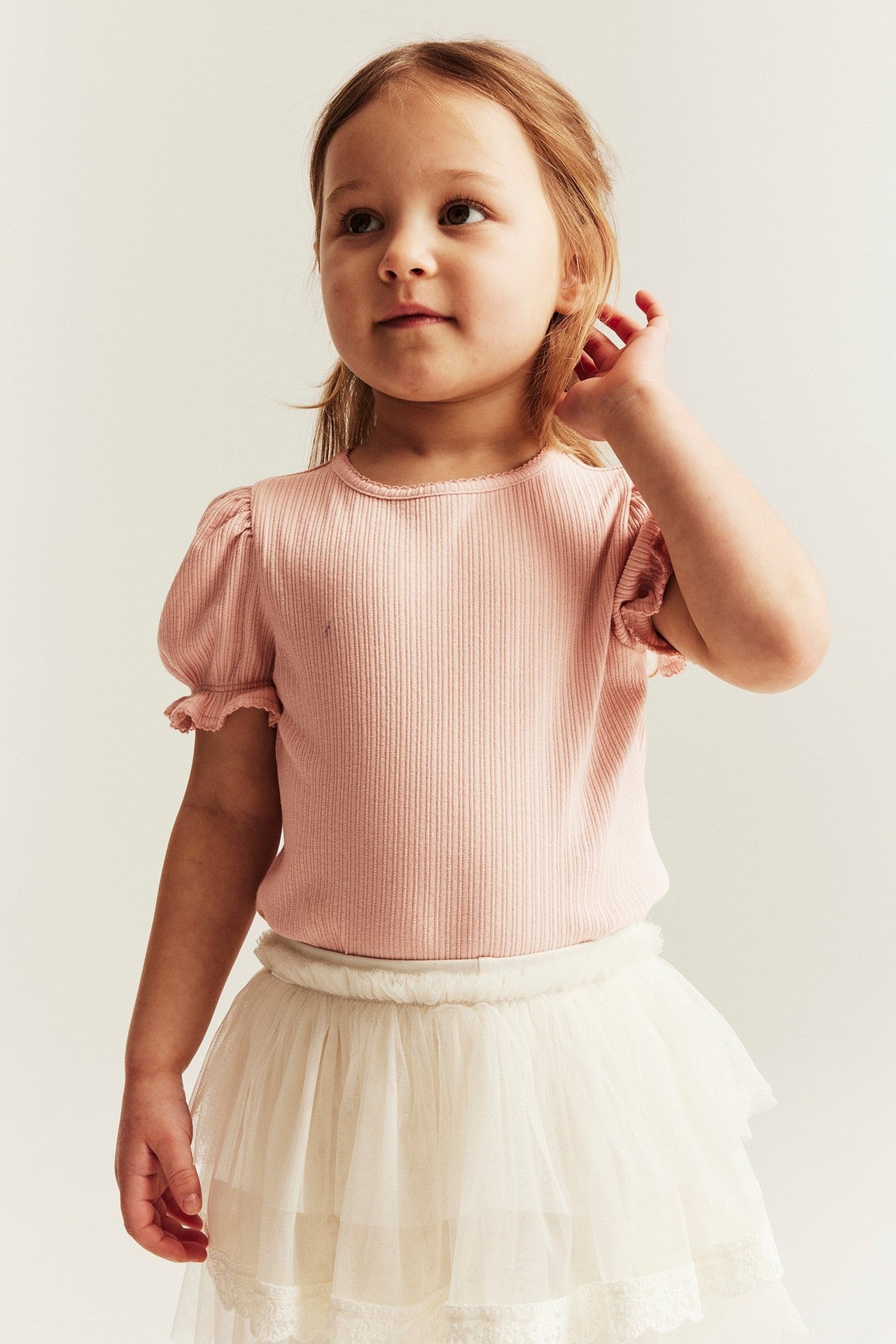 Baby & kids pink short‑sleeve puff top