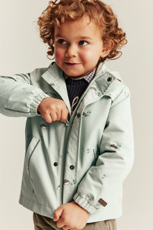 Baby & kids’ green windproof jacket with hedgehogs