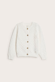 Baby white pattern‑knitted cardigan
