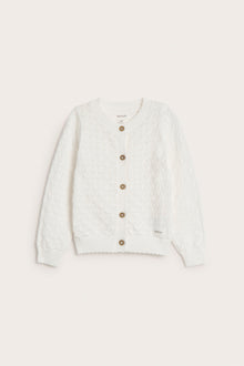 Baby white pattern‑knitted cardigan