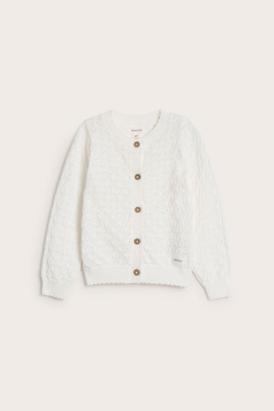 Baby white pattern‑knitted cardigan