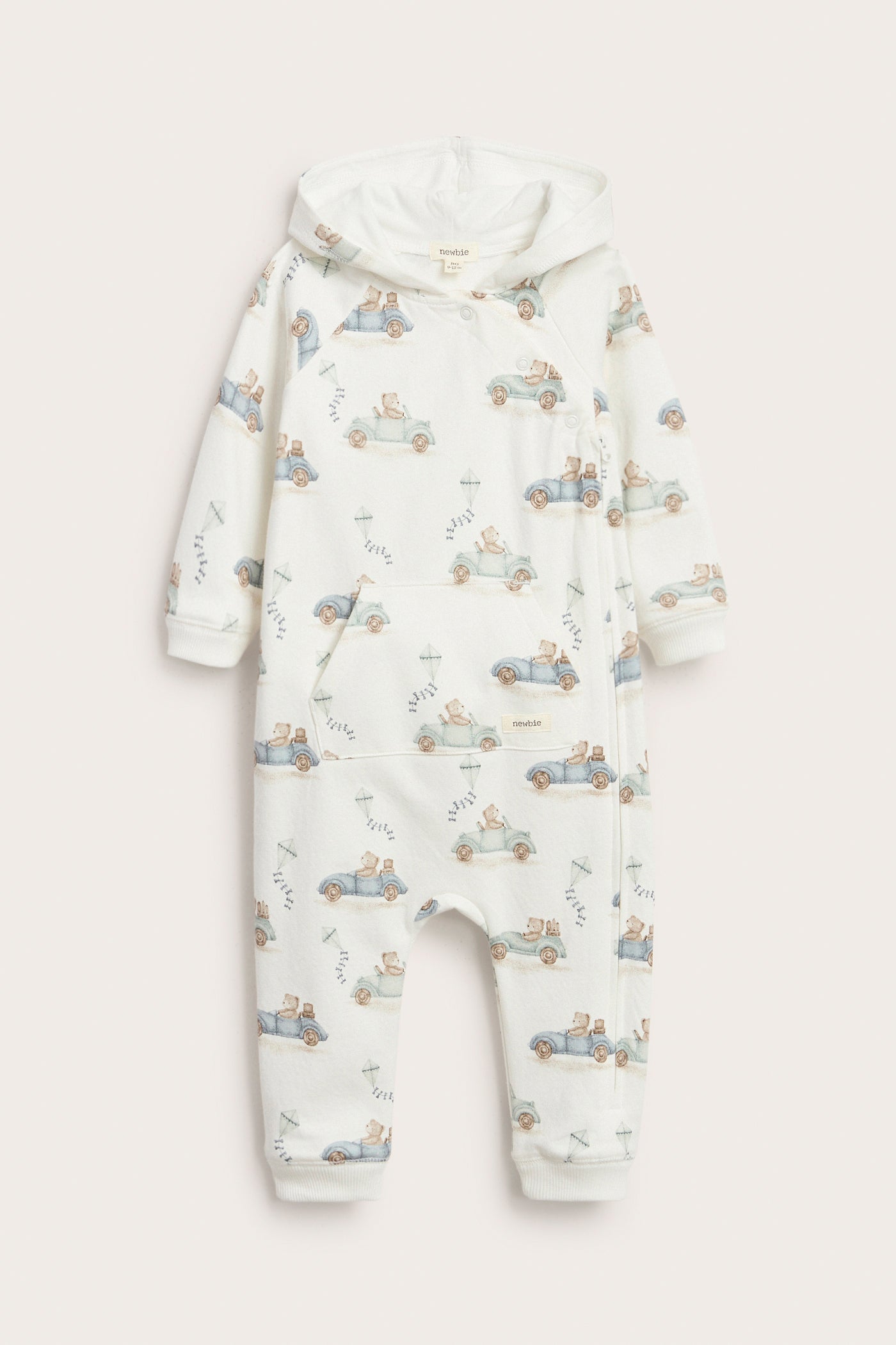 Baby white jumpsuit with car motif