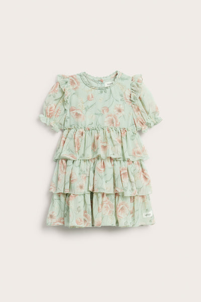 Baby green floral chiffon dress