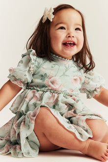 Baby green floral chiffon dress