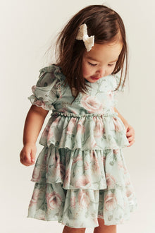 Baby green floral chiffon dress