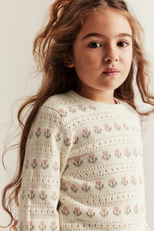 Baby & kids white jacquard-knitted floral jumper
