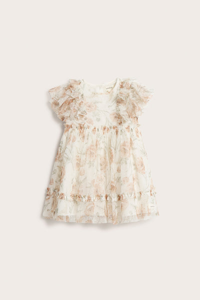 Baby white floral mesh dress