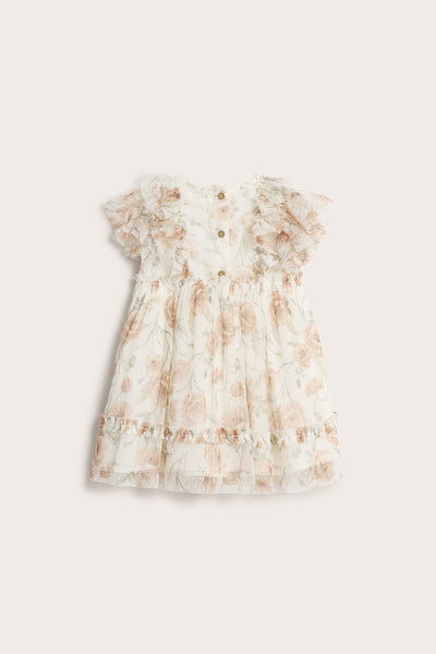 Baby white floral mesh dress