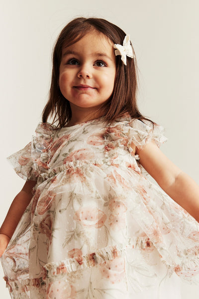 Baby white floral mesh dress