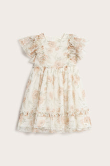 Kids white floral mesh dress