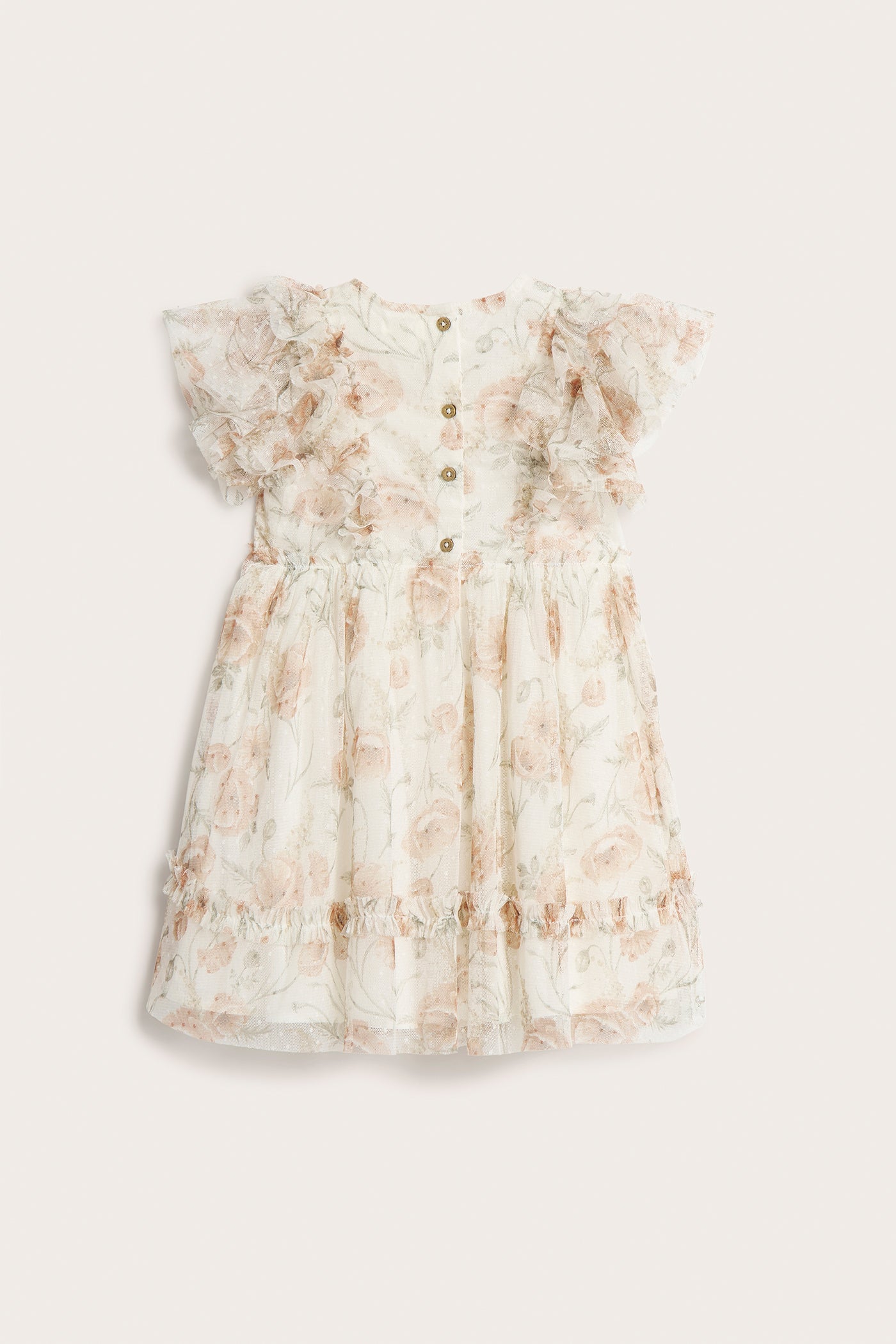 Kids white floral mesh dress