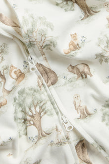 Baby white forest patterned sleepsuit