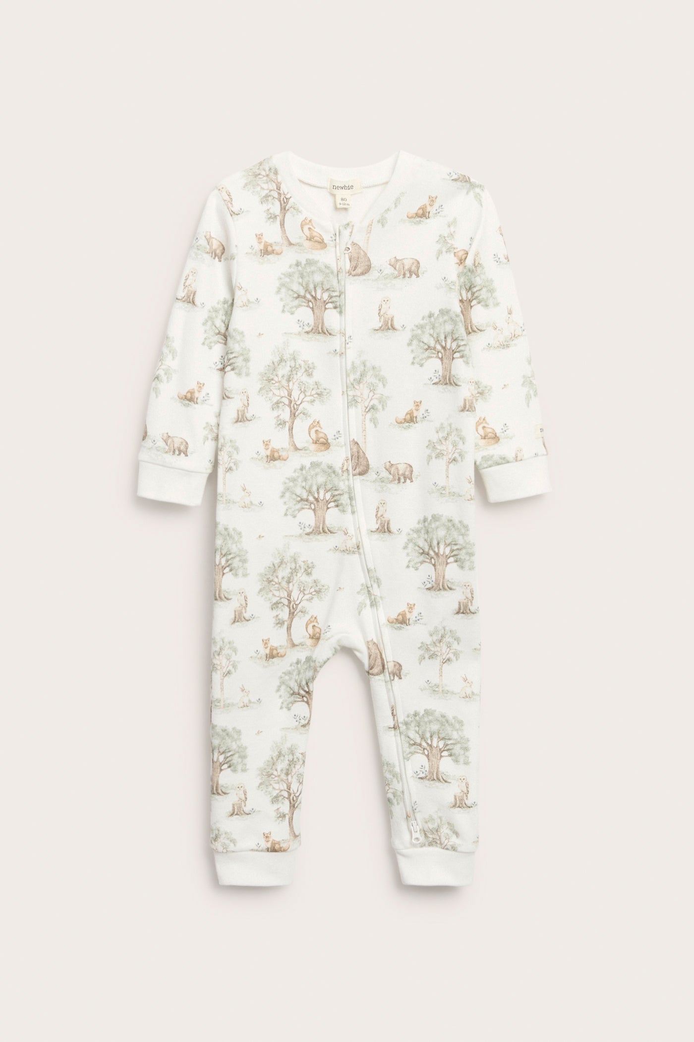 Baby white forest patterned sleepsuit