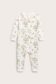 Baby white forest patterned sleepsuit
