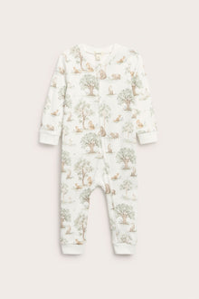 Baby white forest patterned sleepsuit