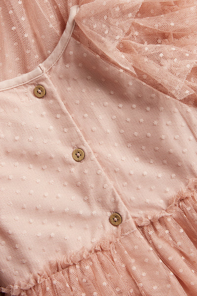 Baby pink mesh dress with ruffles