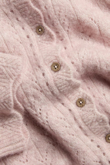 Women's pink wool blend short-sleeve cardigan