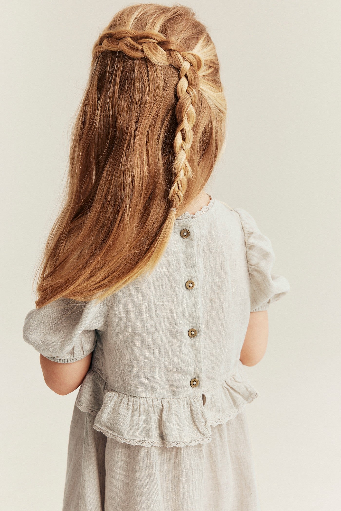 Kids frilled linen dress