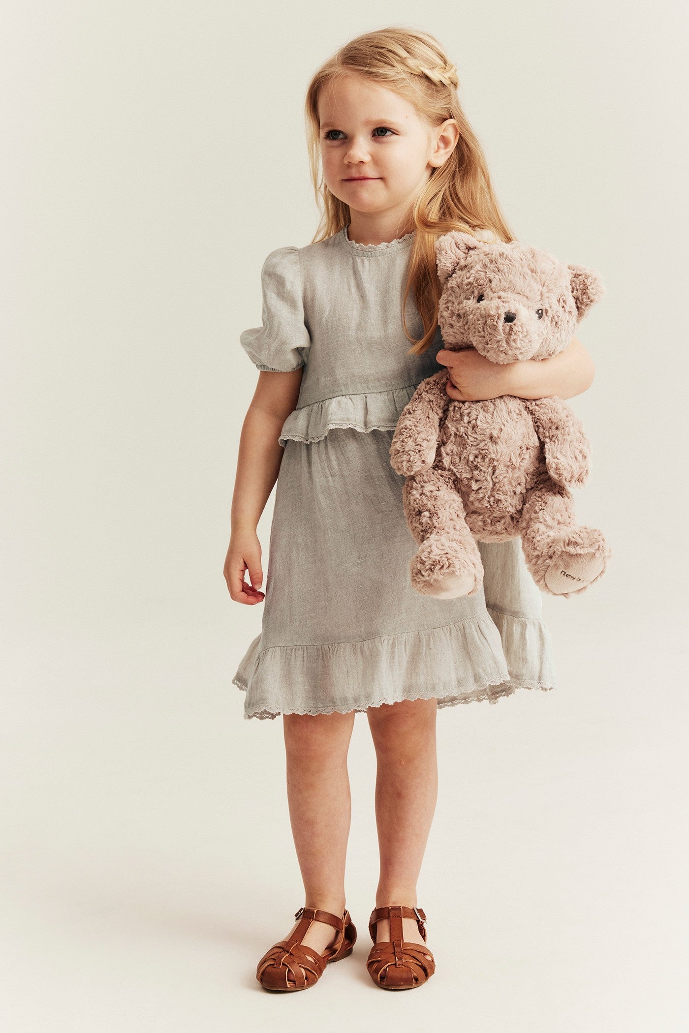 Kids frilled linen dress