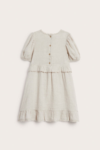 Kids frilled linen dress